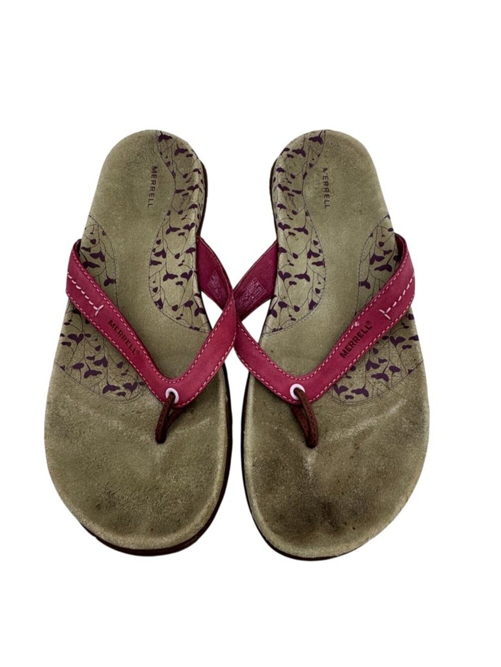 Merrell Womens Terragina Bungee Cord Flip Flops Sandals 9 Pink Leather Slip On